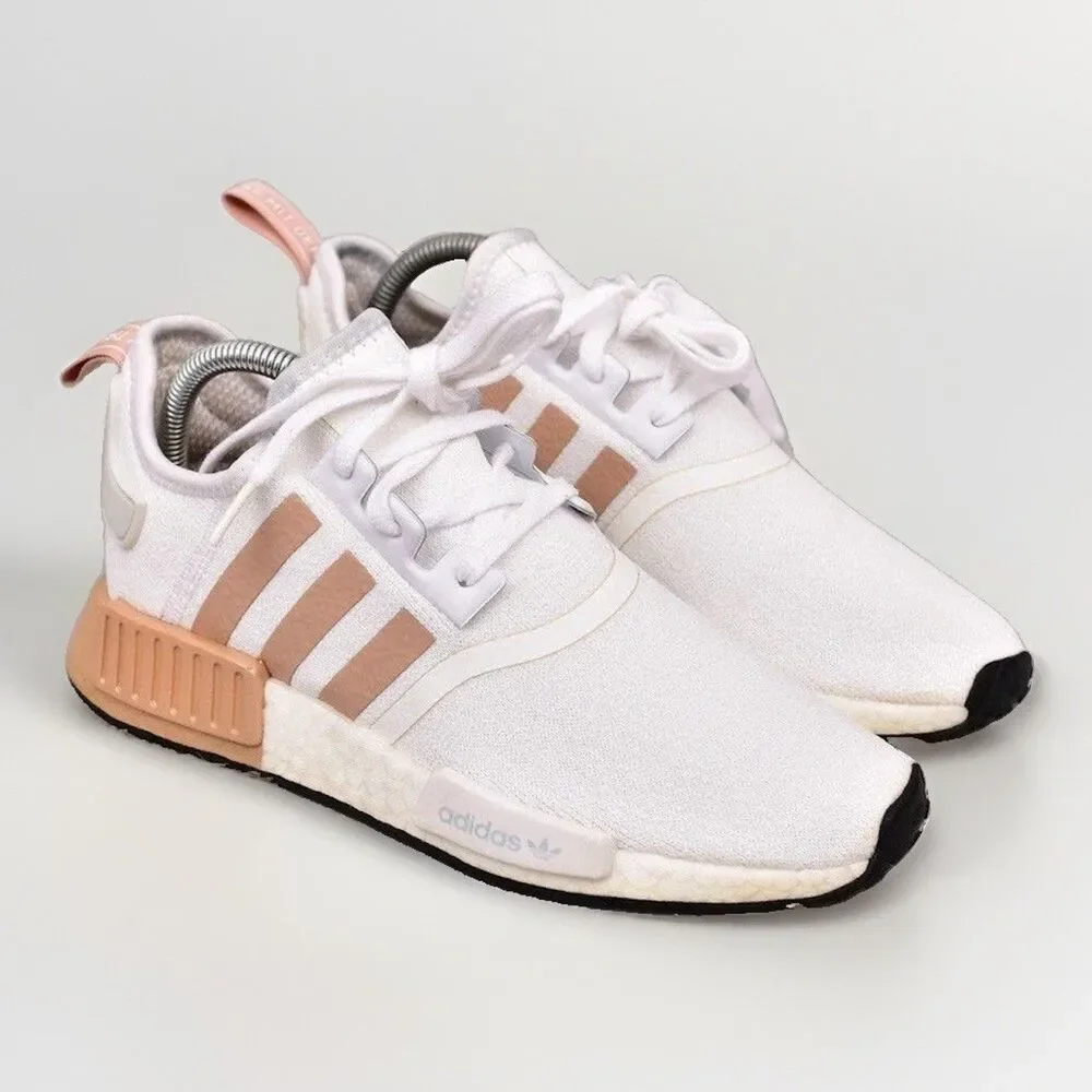 Adidas NMD R1 Womens Size 8 US Ash Pearl White Boost Knit Sneakers Shoes FV2475